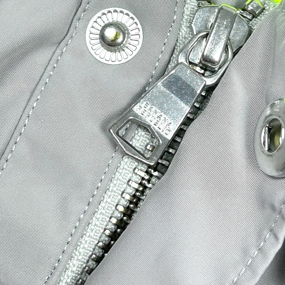 Banana Republic Men XLT Woven Baseball‎ Jacket Tall Gray Hybrid Bomber Tech Prep